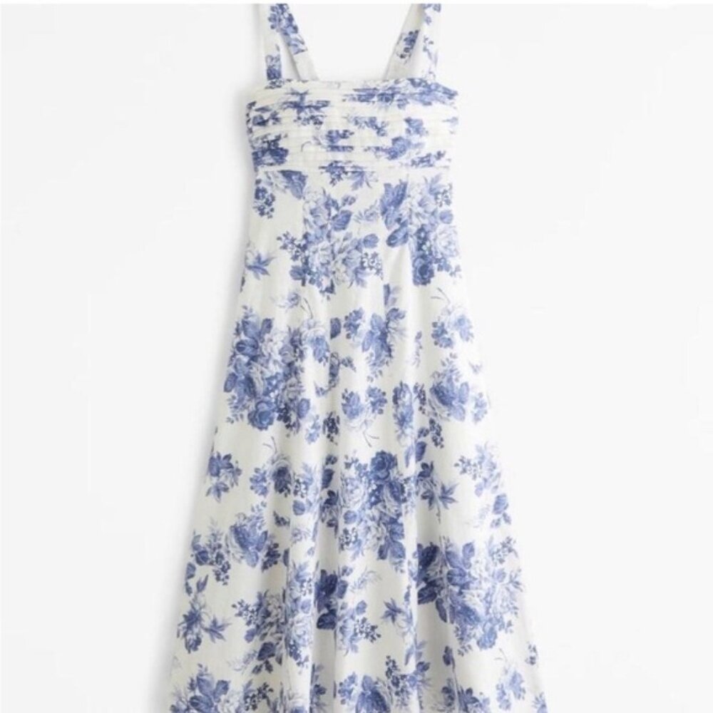 Floral Blue and White Mini Dress